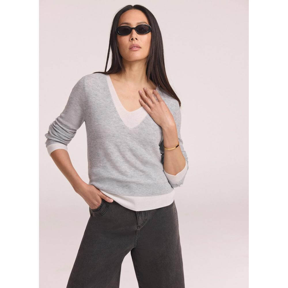 Mint Velvet Grey Layered Detail Knit Top